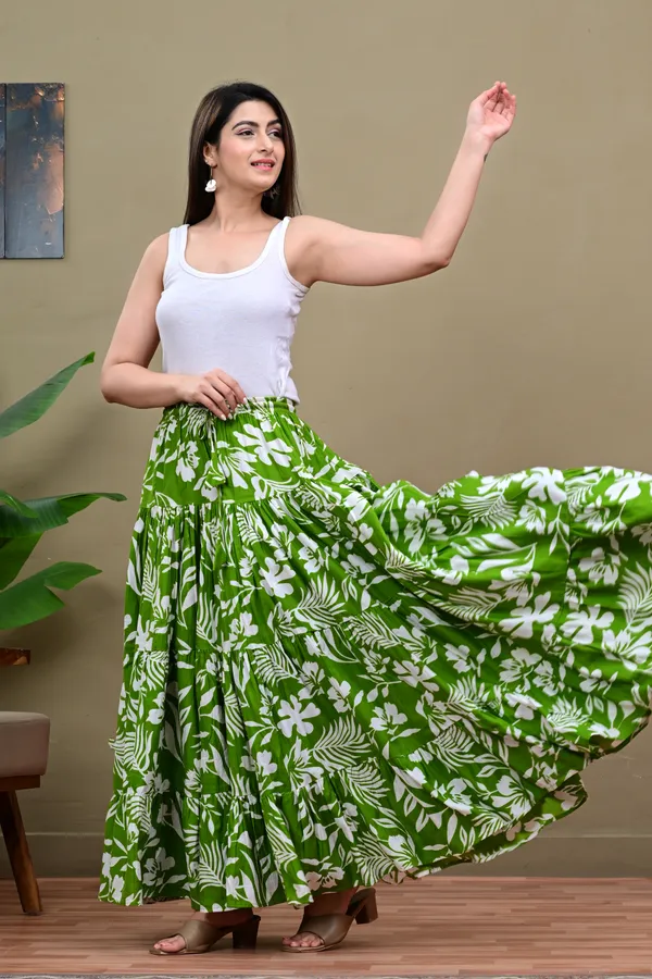 Green_Cotton_Flared_Maxi_Skirt_for_Women