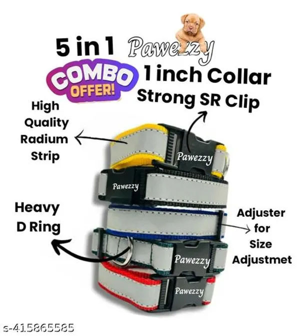 Pawezzy_Multicolor_Reflective_Adjustable_Dog_Collar_And_Leash