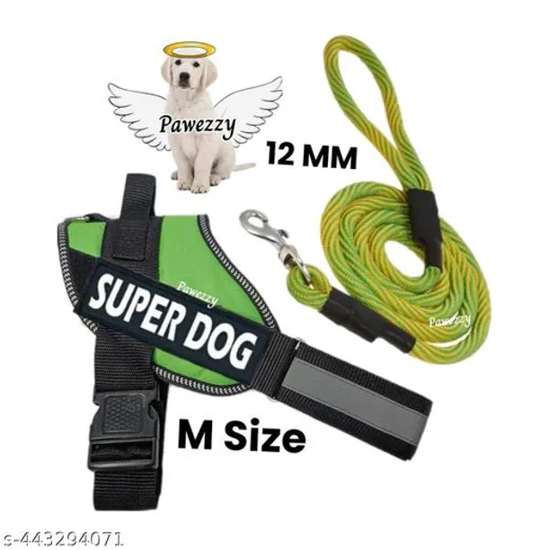Pawezzy_Green_Adjustable_Dog_Harness_With_Leash