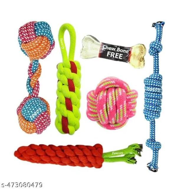 Pawezzy_Multicolor_Dog_Chew_Toys_Dumbbell_Bone_Ball_Pack_Of_6