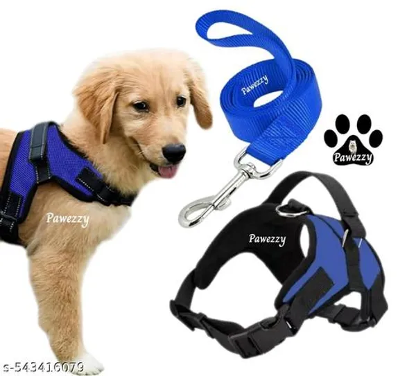 Pawezzy_Blue_Star_Dog_Harness_And_Leash_Set
