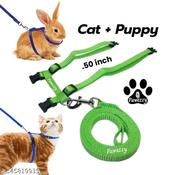 Pawezzy_Green_Adjustable_Cat_Harness_And_Leash_Set