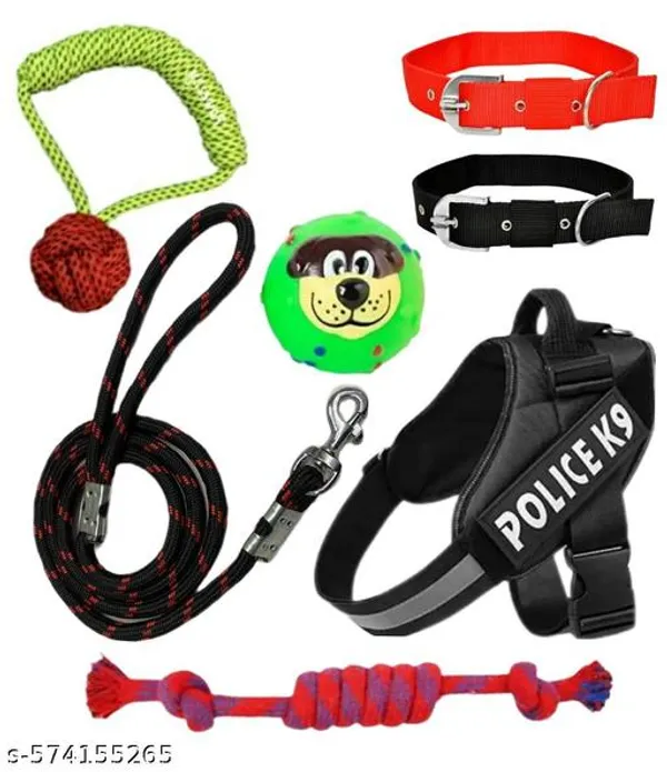 Pawezzy_Black_Dog_Harness_Leash_And_Toys_Combo