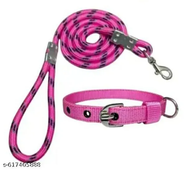 Pawezzy_Pink_Dog_Collar_And_Leash_Set