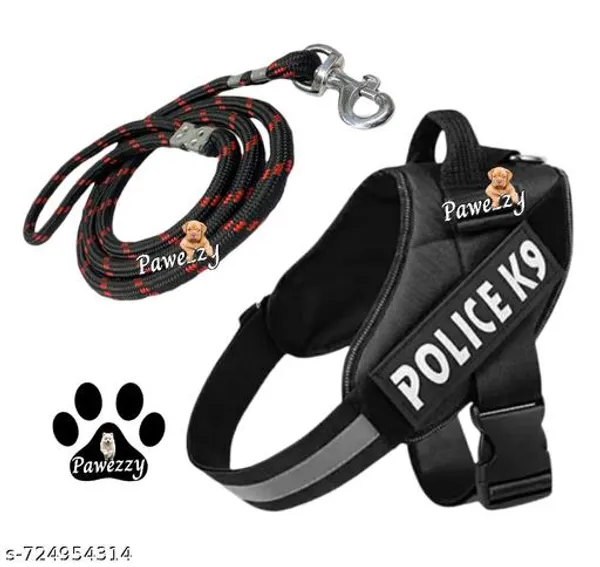 Pawezzy_Black_Dog_Harness_And_Leash_Combo