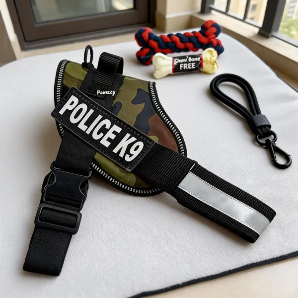 Pawezzy_Adjustable_Military_K9_Dog_Harness_With_Toys
