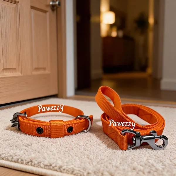 Pawezzy_Orange_Dog_Leash_And_Collar_Set