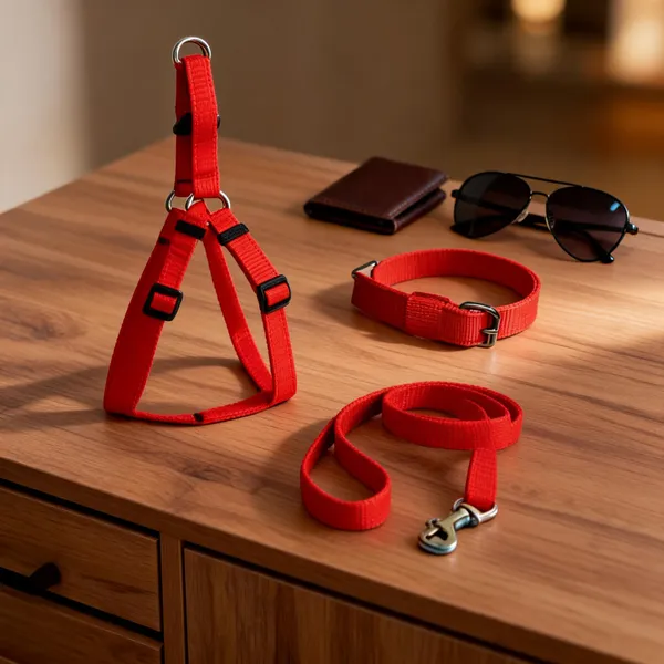 Pawezzy_Red_Adjustable_Dog_Harness_And_Leash_Combo