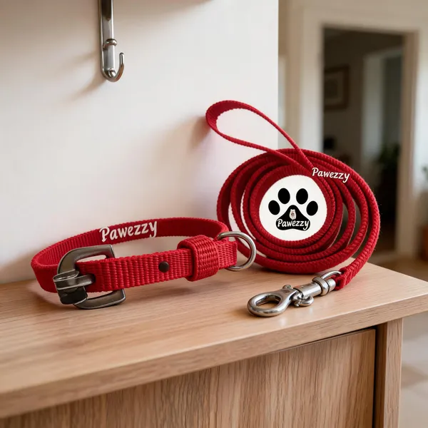 Pawezzy_Red_Adjustable_Dog_Collar_And_Leash_Set
