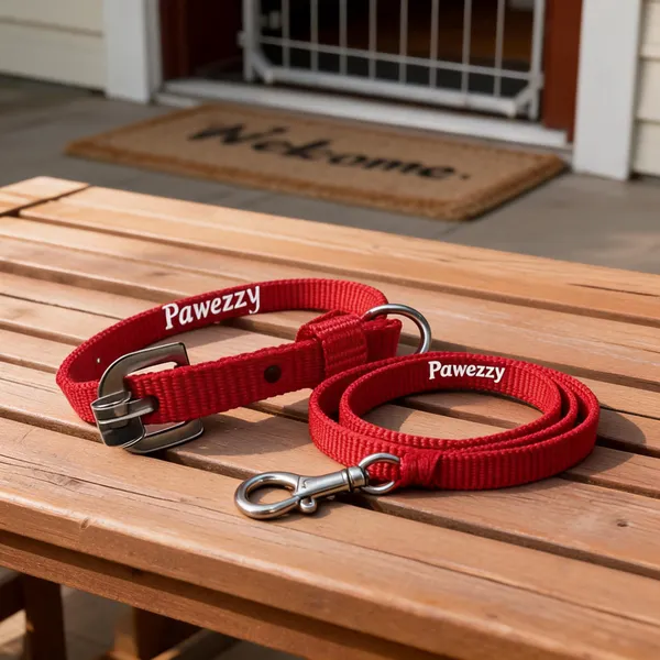 Pawezzy_Red_Adjustable_Dog_Collar_And_Leash_Set