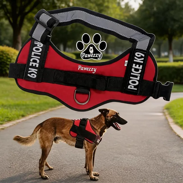Pawezzy_Red_Adjustable_Police_K9_Standard_Dog_Harness