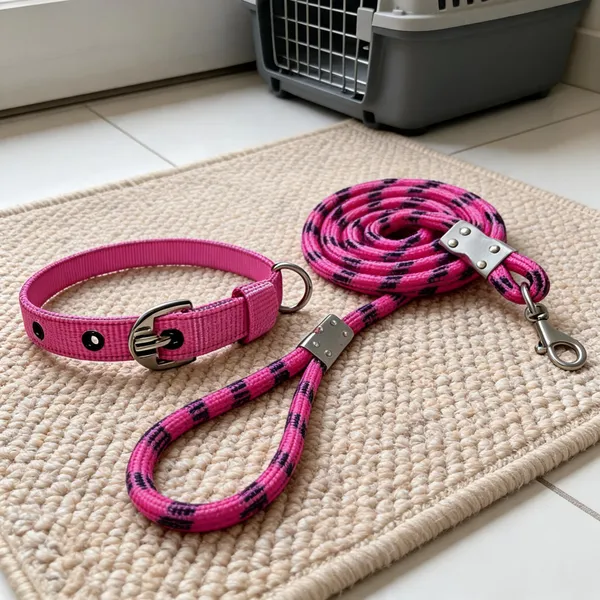Pawezzy_Pink_Dog_Collar_And_Leash_Set