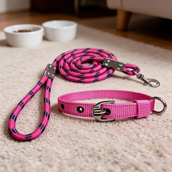 Pawezzy_Pink_Dog_Collar_And_Leash_Set