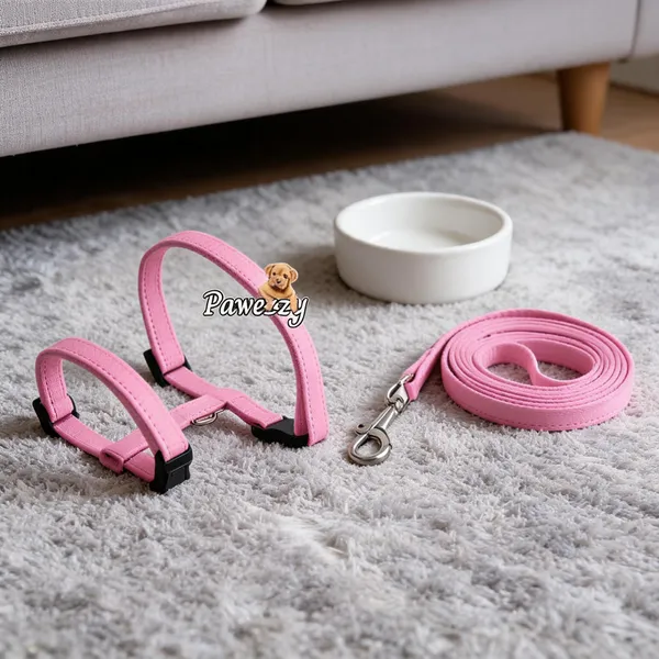 Pawezzy_Pink_Adjustable_Cat_Harness_With_Leash