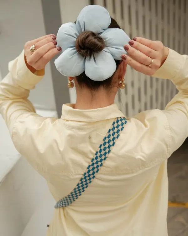 Gold_Polyester_Oversized_Satin_Blossom_Scrunchie_For_Women