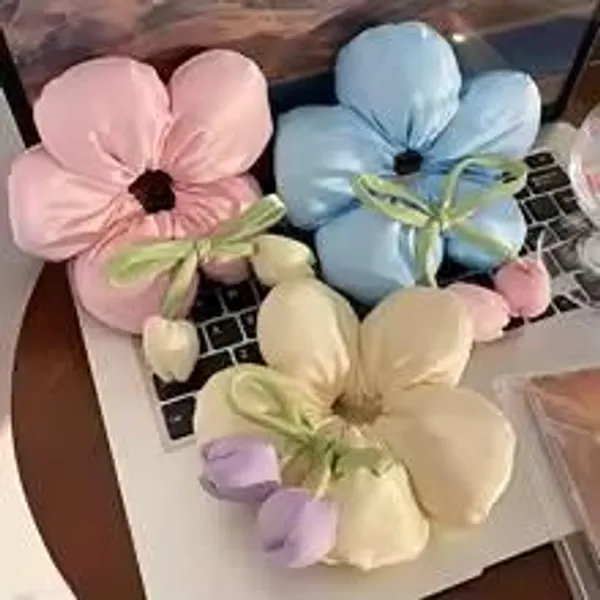 Gold_Polyester_Oversized_Satin_Blossom_Scrunchie_For_Women