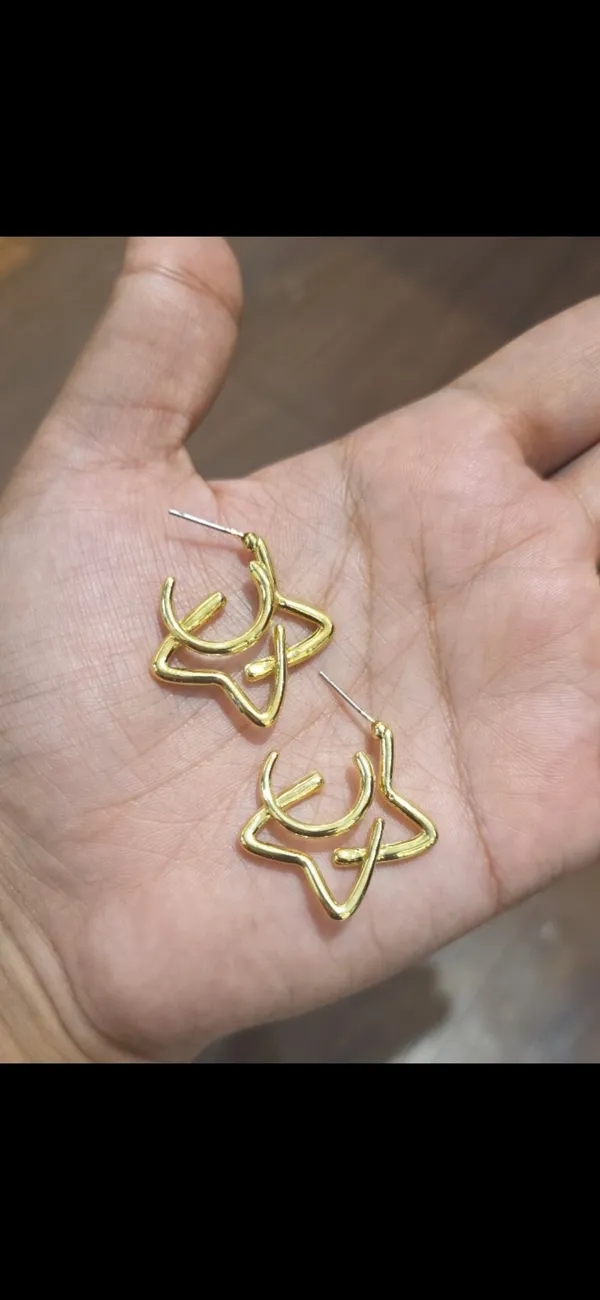 Gold_Alloy_Interlocking_Star_Hoop_Earrings_For_Women