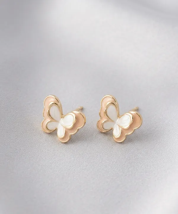 White_Pink_Gold_Metal_Butterfly_Enamel_Stud_Earrings_For_Women