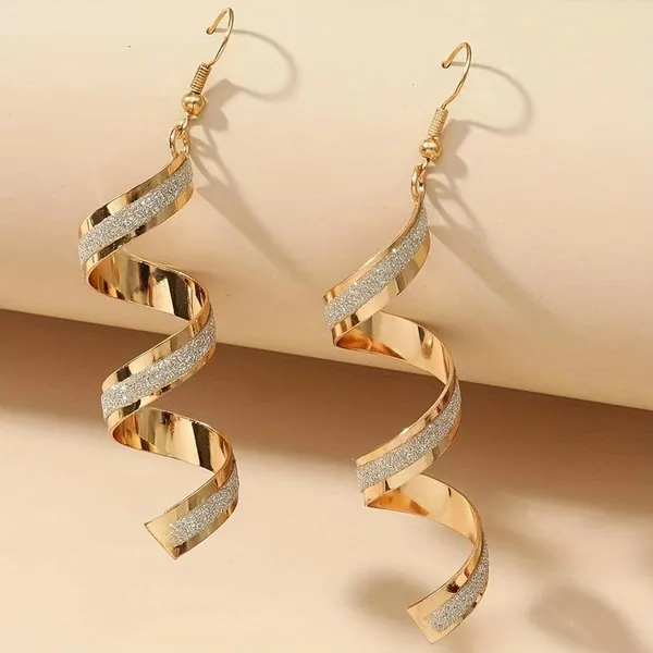 Gold_Stainless_Steel_Spiral_Drop_Earrings_For_Women