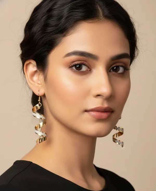 Gold_Stainless_Steel_Spiral_Drop_Earrings_For_Women