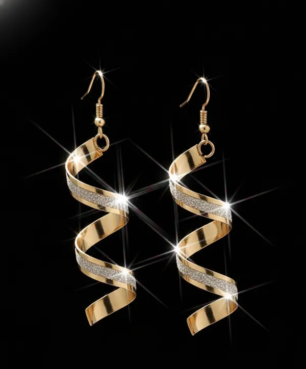 Gold_Stainless_Steel_Spiral_Drop_Earrings_For_Women