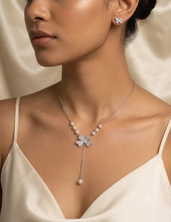 Gold_Alloy_Butterfly_Crystal_Pearl_Y_Necklace_Set_For_Women