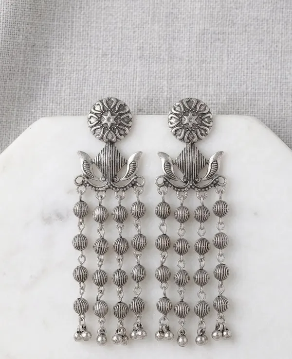 Gold_Oxidised_Stainless_Steel_Beaded_Cascade_Earrings_For_Women