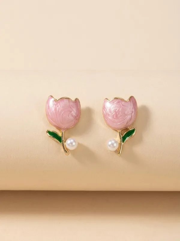 Enamel_Tulip_Pearl_Studs_Default_Title