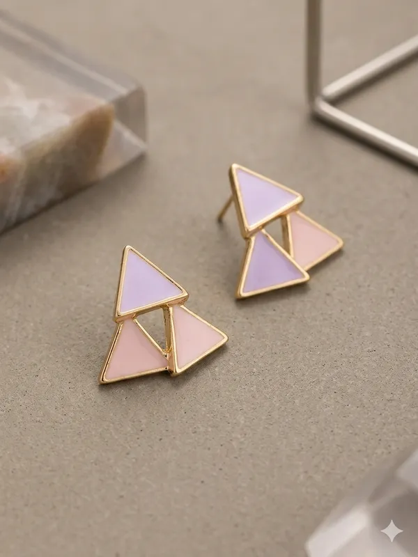Tri_Triangle_Enamel_Stud_Earrings_Lavender_Blush_Pink