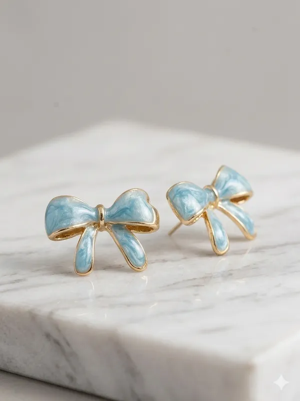 Coquette_Enamel_Bow_Stud_Earrings_Ocean_Teal