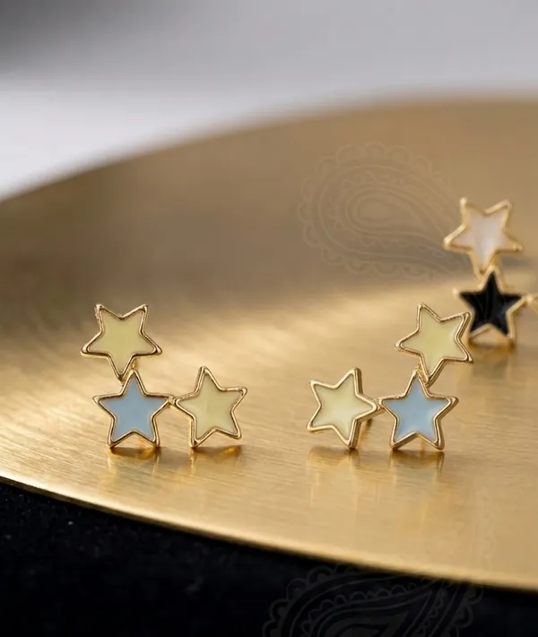 Celestial_Trio_Stud_Earrings_Blue_Yellow