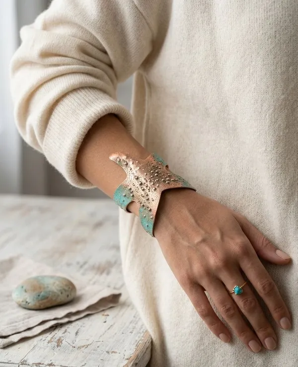 Seaside_Textured_Statement_Cuff_Sunset_Coral_Teal