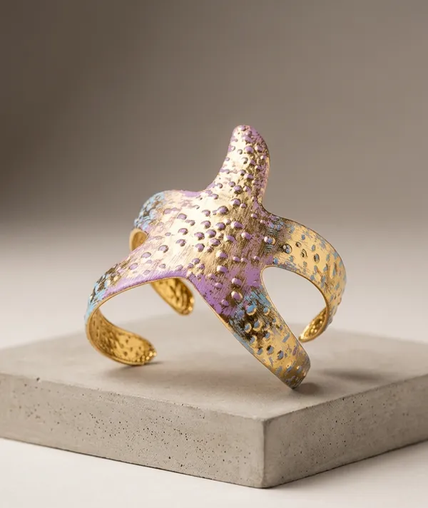 Seaside_Textured_Statement_Cuff_Mermaid_Lavender_Gold