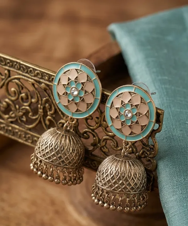 Mandala_Jhumka_Mint_Peach