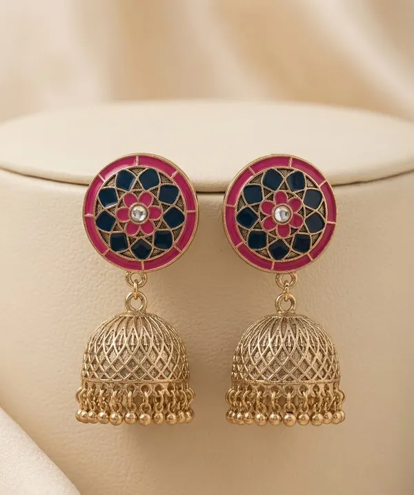 Mandala_Jhumka_Pink_Purple