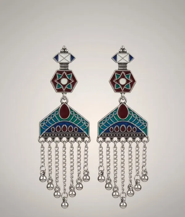 The_Roohani_Meenakari_Tassel_Drop_Earrings_Dark_Green_Maroon