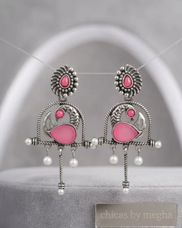 Silver_Mayura_Chandrika_Hangings_Pink