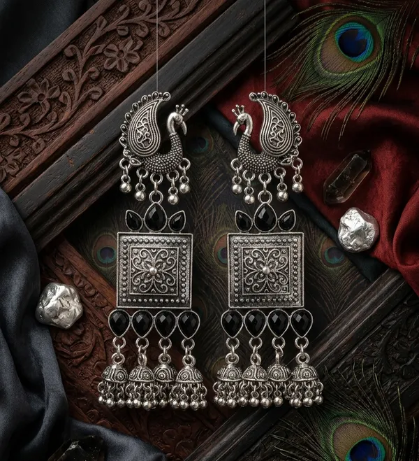 The_Royal_Mayura_Jhumkas_Silver