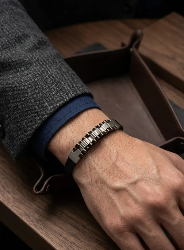 Urban_Edge_Dual_Tone_Stainless_Steel_Leather_Bracelet_Default_Title
