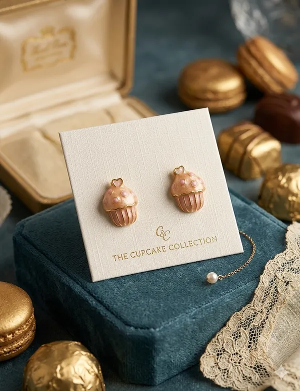 Gold_Enamel_Cupcake_Stud_Earrings_For_Women