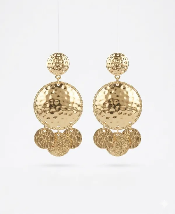 Gold_Stainless_Steel_Hammered_Botanical_Drop_Earrings_For_Women