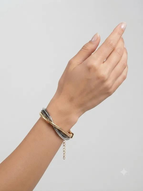Gold_Stainless_Steel_Multi-Strand_Snake_Chain_Bracelet_For_Women