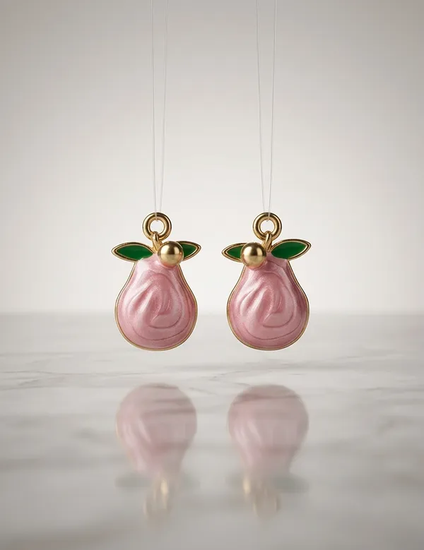 Gold_Alloy_Enamel_Rosebud_Drop_Earrings_For_Women