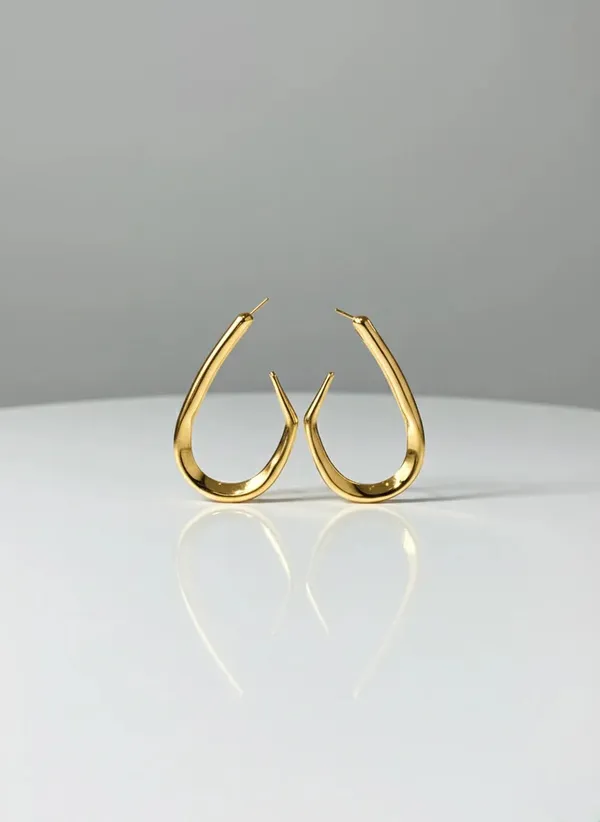 Gold_Polished_Tapered_Organic_Drop_Earrings_For_Women
