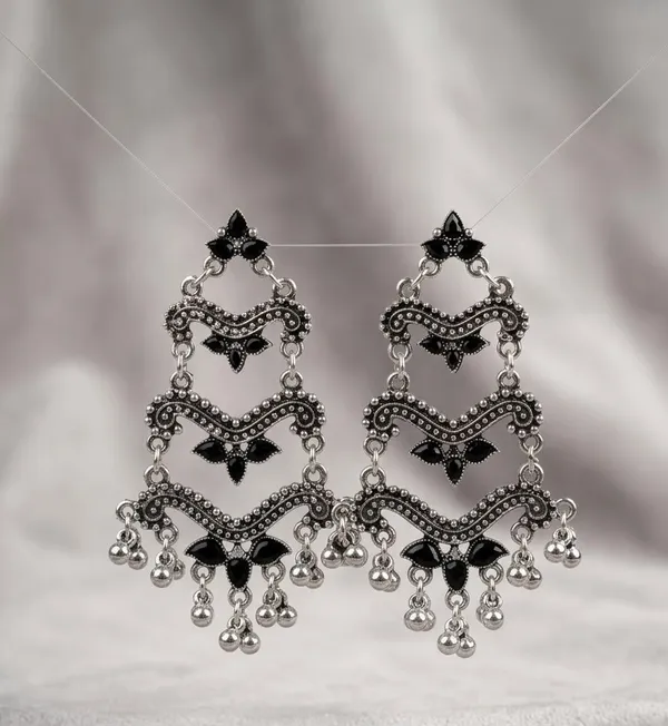 Black_Stainless_Steel_Chandelier_Drop_Earrings_For_Women