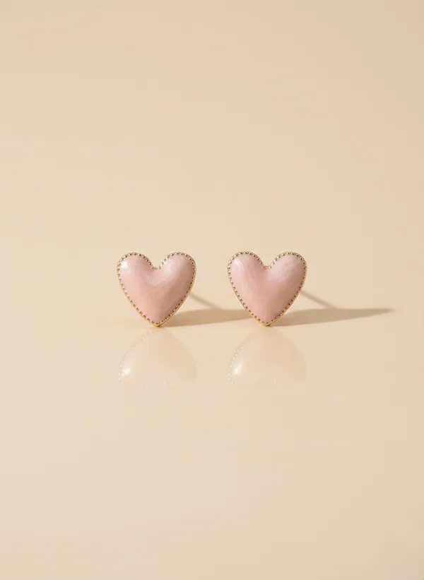 Gold_Blush_Enamel_Beaded_Heart_Stud_Earrings_For_Women