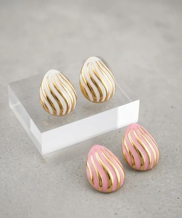 White_Stainless_Steel_Wave_Enamel_Stud_Earrings_For_Women