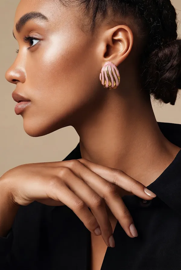 White_Stainless_Steel_Wave_Enamel_Stud_Earrings_For_Women