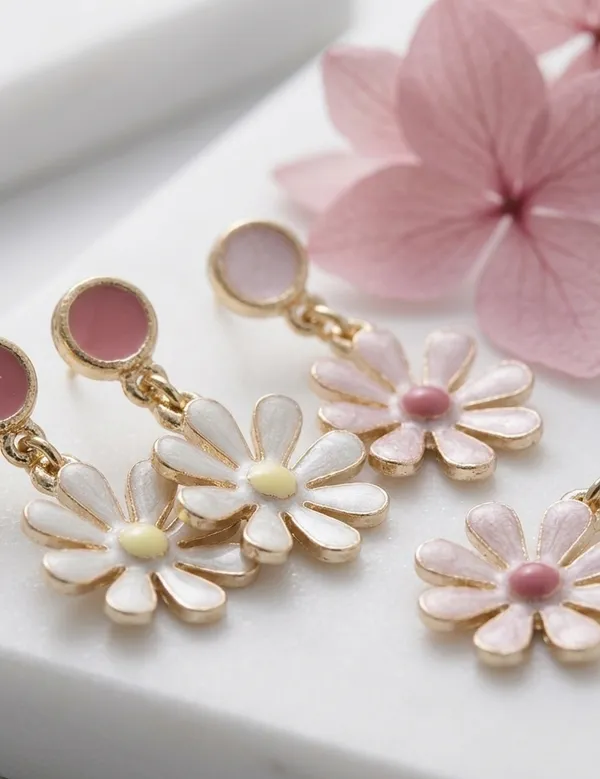 Gold_Alloy_Pastel_Daisy_Drop_Earrings_For_Women