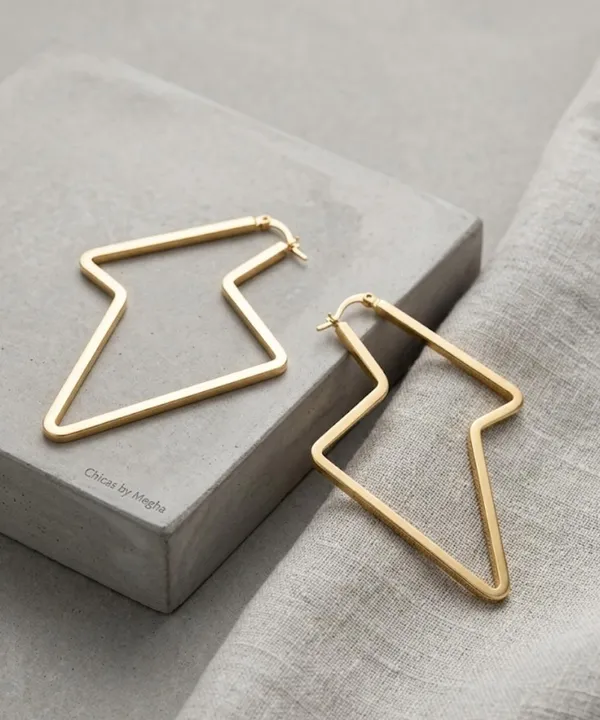 Gold_Stainless_Steel_Lightning_Bolt_Hoop_Earrings_For_Women